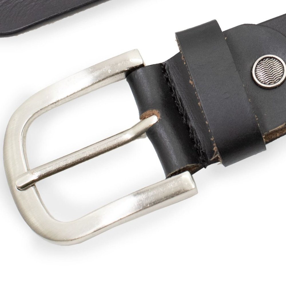 Men Genuine Leather Belt, Black - Picture 6 of 8